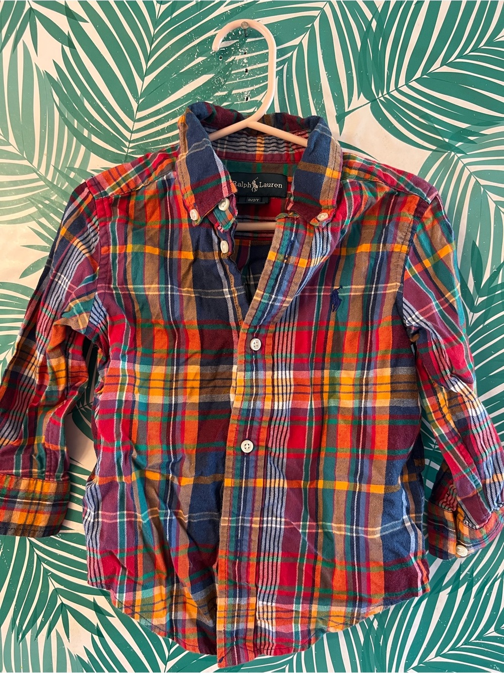 Ralph Lauren Multicolor Plaid Button-Down Shirt 2T 100% cotton